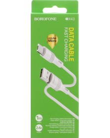 Кабель  USB - MicroUSB Borofone BX 43 1.0 m,2.4A White,коробочка Силикон