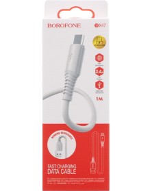 Кабель  USB - MicroUSB Borofone BX 47 1.0 m,2.4A White,коробочка Силикон..