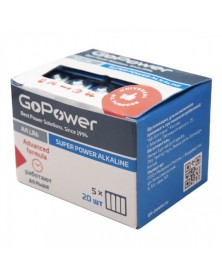 Батарейка GoPower          LR6 AA BOX20 Shrink 4 Alkaline 1.5V (4/20/640)..