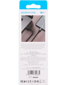 Кабель  USB - Type C Borofone BX 54 1.0 m,2.4A Black,коробочка Нейлон