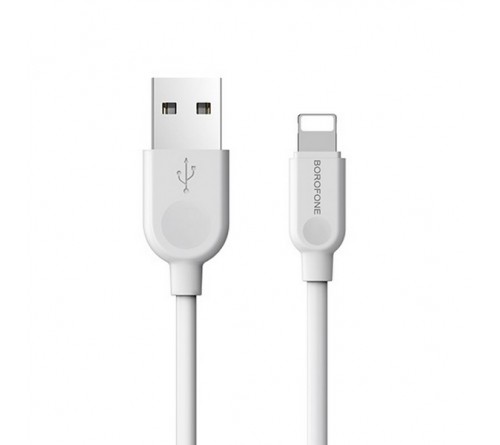 Кабель  USB - Lighting iPhone Borofone BX 14 2.0 m,2.0A White,коробочка Силикон