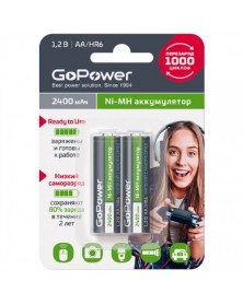 Аккумулятор   GoPower R6 AA BL2 NI-MH 2400mAh RTU Предзаряженный  (2/20)