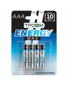 Батарейка ТРОФИ            LR03  Alkaline  (  4BL)(40)(960) ENERGY MAX ..