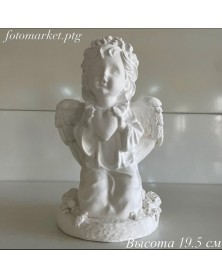 Сувенир Агел на коленях с сердцем белый, гипс, 19,5 см 