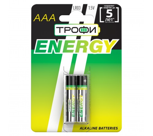 Батарейка ТРОФИ            LR03  Alkaline  (  2BL)(20)(480) ENERGY Alkaline 