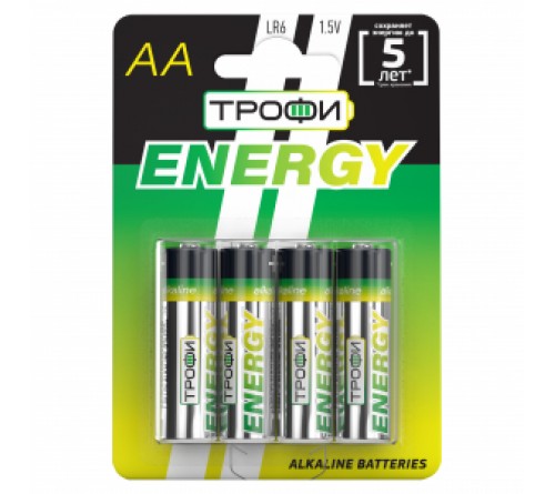 Батарейка ТРОФИ            LR6  Alkaline  (  4BL)(40)(720) ENERGY Alkaline