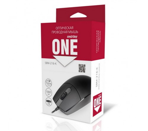 Мышь Smart Buy  216 K                     (USB,   800dpi,Optical) Black Коробка