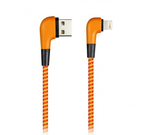 Кабель  USB - Lighting iPhone SmartBuy (iK-512NSL orange) Socks L-Type 1.0 m, 2.0A Orange, пакет