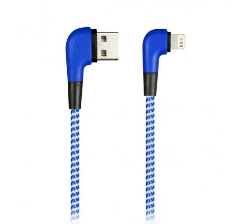 Кабель  USB - Lighting iPhone SmartBuy (iK-512NSL blue) Socks L-Type 1.0 m, 2.0A Blue, пакет