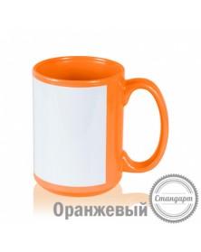 Кружка керамика  Оранжевая с белым полем для печати стандарт 420мл..