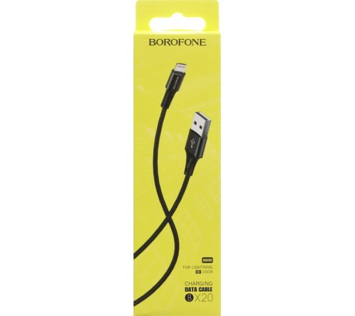 Кабель  USB - Lighting iPhone Borofone BX 20 1.0 m,2.0A Black,коробочка Ткань