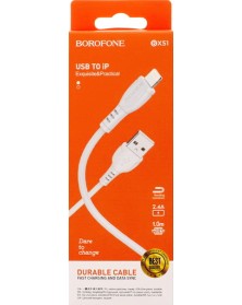 Кабель  USB - Lighting iPhone Borofone BX 51 1.0 m,2.4A White,коробочка Пла..