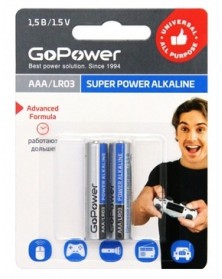 Батарейка GoPower          LR03  Alkaline 1,5v (  2BL)(24)(480)..