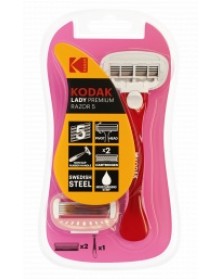 Бритвенная система Kodak LADY Prem Razor 5 женская 5 лезвий розовая 2 сменн..