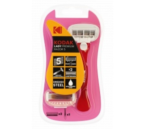 Бритвенная система Kodak LADY Prem Razor 5 женская 5 лезвий розовая 2 сменных кассеты (12/48/864) (30423398)