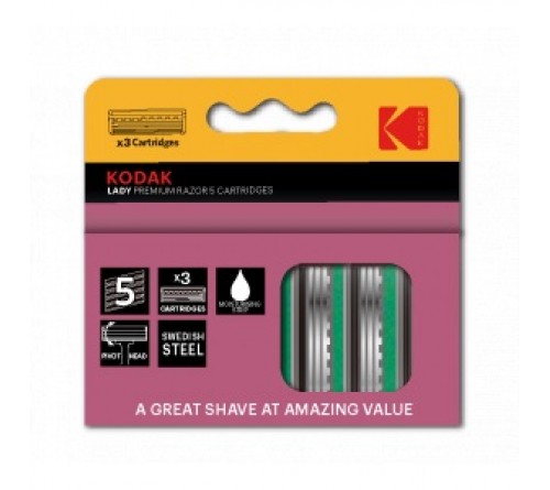 Сменные кассеты для бритья Kodak LADY Prem Razor 5 лезвий 3 штуки розовый (72/288/17280) (30423411)