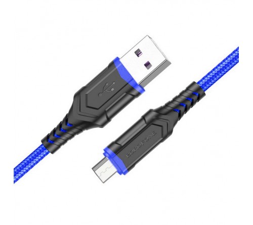 Кабель  USB - MicroUSB Borofone BX 67 1.0 m,2.4A Blue,коробочка Ткань