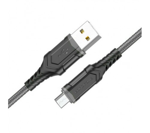 Кабель  USB - MicroUSB Borofone BX 67 1.0 m,2.4A Black,коробочка Ткань
