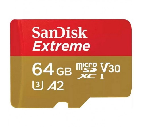 Карта памяти  MicroSDXC     64Gb (Class  10)  Sandisk  без Адаптера Extreme A2 V30 UHS-1 U3 170/80Mb/s
