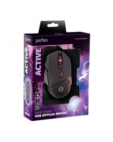 Мышь Perfeo  Active                      (USB, 3200dpi,Optical) Black Игровая Подсветка Коробка (PF_B4889)