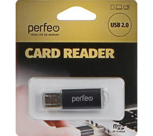 USB-картридер  Perfeo (PF-VI-R025 Black)  MicroSD Black (PF_C3798)