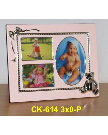 Ф/Рамка POLDOM  CK-614 N 3*0-P  на 3 фото металлическая Детская  розовая   ..