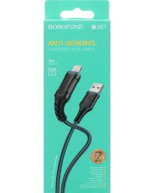 Кабель  USB - Lighting iPhone Borofone BX 67 1.0 m,2.4A Black,коробочка Тка..