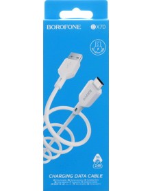 Кабель  USB - MicroUSB Borofone BX 70 1.0 m,2.4A White,коробочка Пластик..