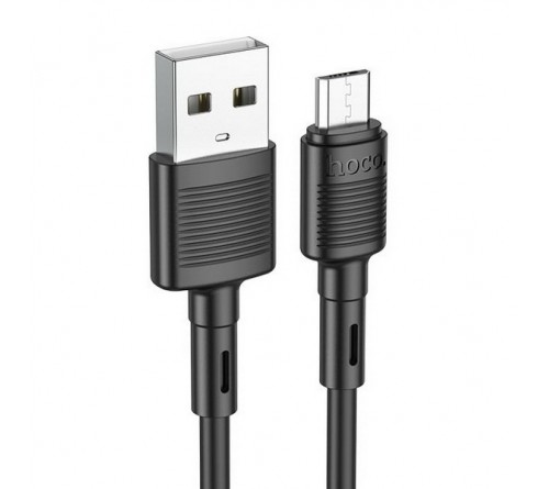 Кабель  USB - MicroUSB Hoco X 83 1.0 m,2.4A, Black,коробочка Силикон
