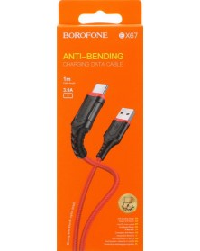 Кабель  USB - Type C Borofone BX 67 1.0 m,3.0A Red,коробочка Ткань