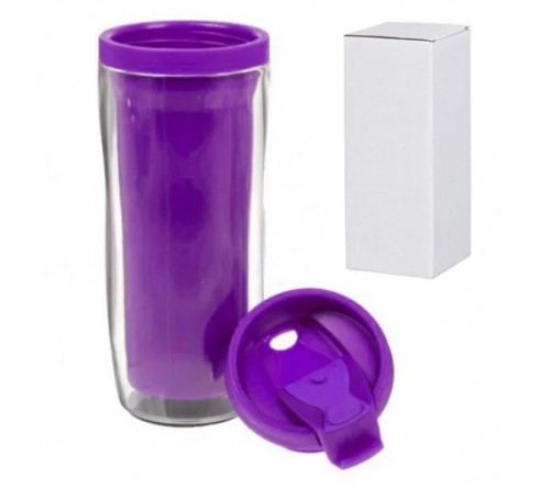 Термостакан пластиковый под полиграфическую вставку Фиолетовый 350 мл ( в инд. уп)