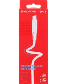 Кабель  USB - Type C Borofone BX 48 1.0 m,3.0A White,коробочка Пластик..