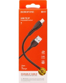 Кабель  USB - Lighting iPhone Borofone BX 51 1.0 m,2.4A Black,коробочка Пла..
