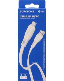 Кабель  USB - MicroUSB Borofone BX 85 1.0 m,2.4A White,коробочка Пластик..
