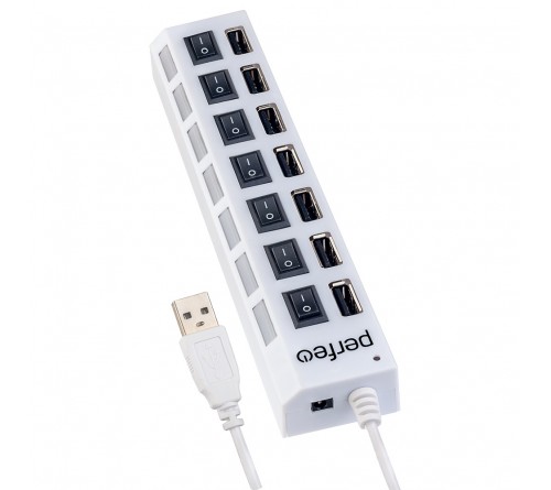 USB-концентратор Perfeo (PF-H033 White) 7 портов с выключателями (PF_C3224)