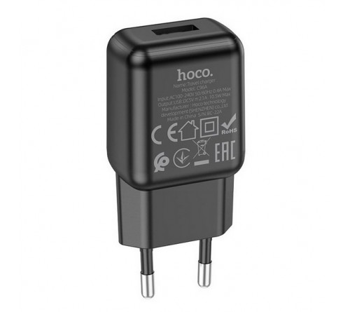 Сетевое Зарядное Устройство 220V- 1*USB выход   Hoco C 96A  2.1A Black
