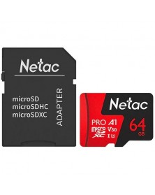 Карта памяти  MicroSDXC     64Gb (Class  10)  Netac +  Адаптер P500 Extreme..