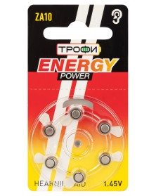 Батарейка ТРОФИ   ZA10-6BL ENERGY POWER Hearing Aid PR70,AC10,DA230 (60/300..