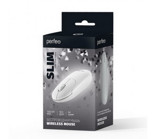 Мышь Perfeo  Slim                            (Nano,1200dpi,Optical) White Беспроводная (PF_A4788) Коробка