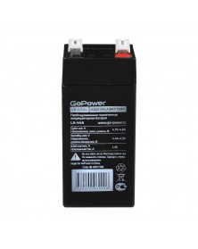 Аккумулятор GoPower VRLA  4v - 4,5 Ah ( LA-445)   УЗКИЙ   Свинц.- кислотный  AGM  (1 / 10)