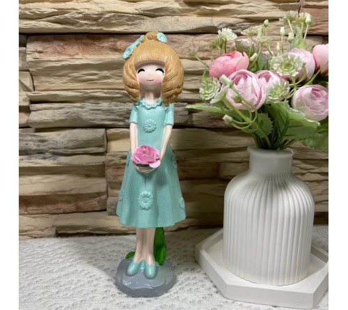 Сувенир  H1689-B Кукла в бирюзовом платье  Керамика  18,5 см