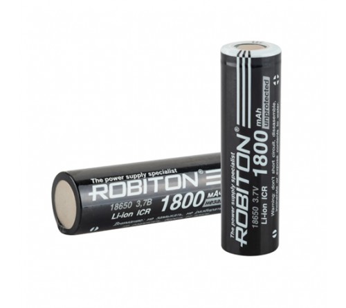 Аккумулятор   Li-ion Robiton 18650 PC1 3.7V 1800mAh без защиты с ПЛОСКИМ контактом (1/80/160