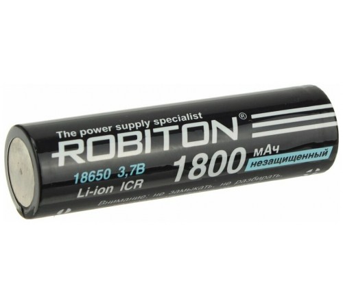 Аккумулятор   Li-ion Robiton 18650 PC1 3.7V 1800mAh без защиты с ПЛОСКИМ контактом (1/80/160