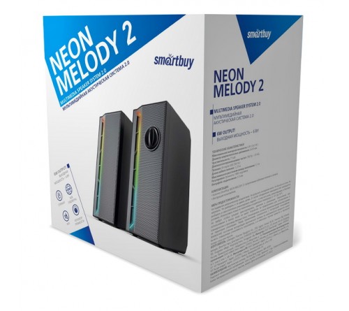 Колонки Smart Buy (SBA 4600)                2.0 (2*   3W)  Neon Melody 2 Пластик, питание 5V или от USB, RGB-Подсветка