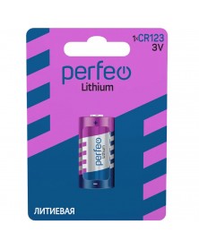 Батарейка Бочонок  PERFEO          CR123-1BL  Lithium  3V  (10/100)..