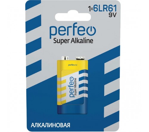 Батарейка Крона  PERFEO         6LR61-1BL  (20/120)  Super Alkaline