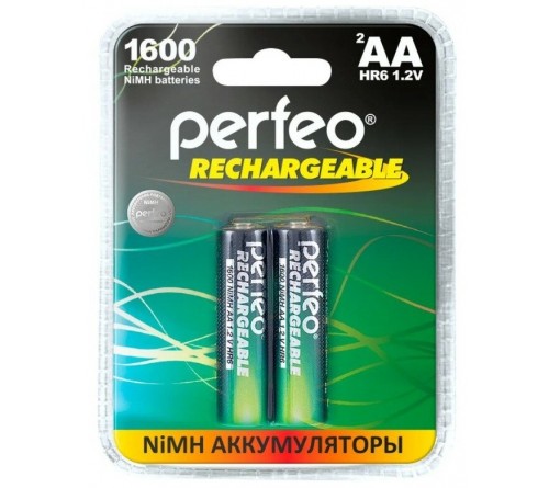 Аккумулятор PERFEO      R6 AA BL2 NI-MH 1600mAh  1.2v (2/20)