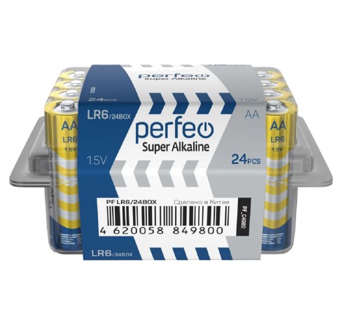 Батарейка PERFEO            LR6  Alkaline  (24)(120)  Plastic Box 24   Super Alkaline