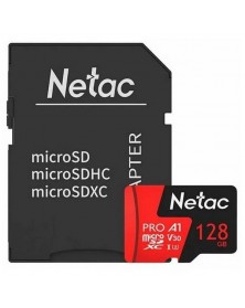 Карта памяти  MicroSDXC   128Gb (Class  10)  Netac +  АдаптерSD P500 Extrem..