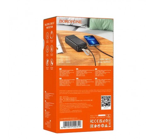 Внешний Аккумулятор Power Bank Borofone BJ  33 B                         30000 mAh 2*USB 2.0A Black  Type-C